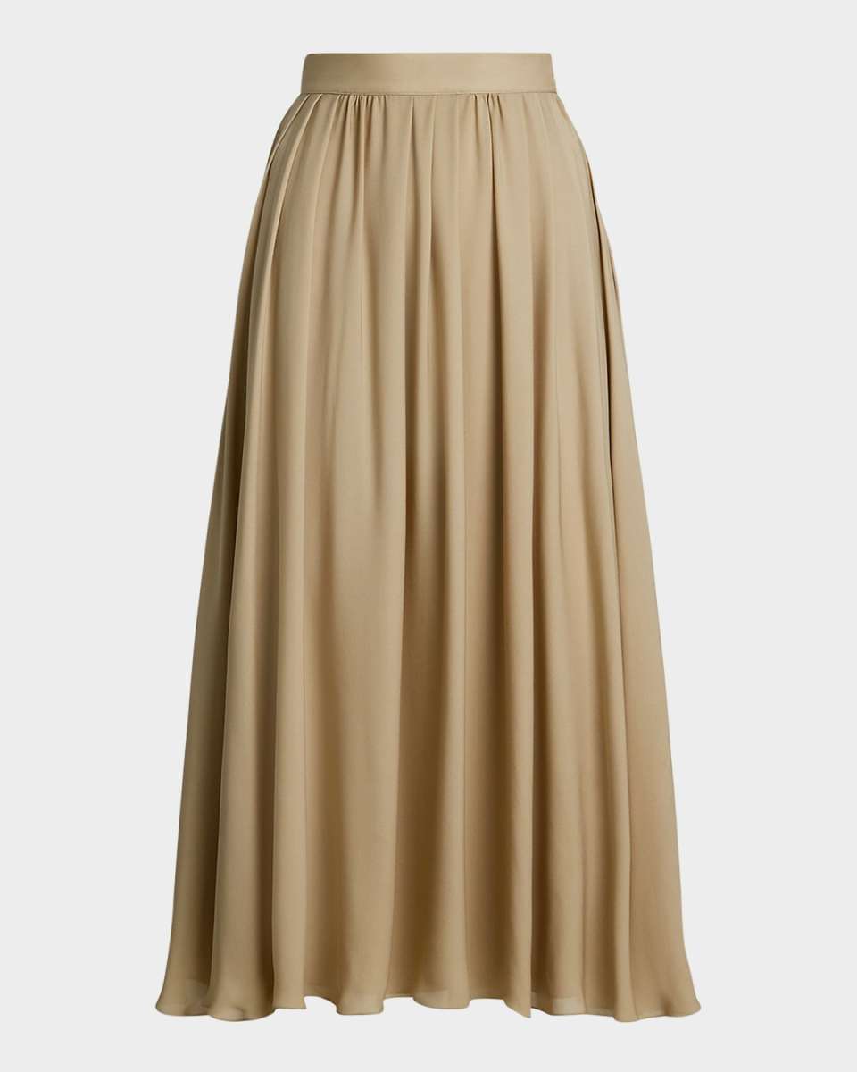 Kynlee Pleated Silk Georgette Skirt